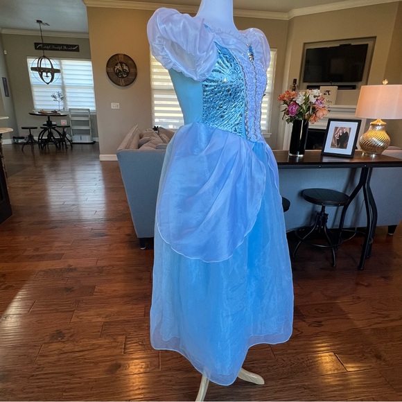 Disney Cinderella Gown Girls XL fit Women XS S Costume Dress Long Blue - Picture 6 of 16